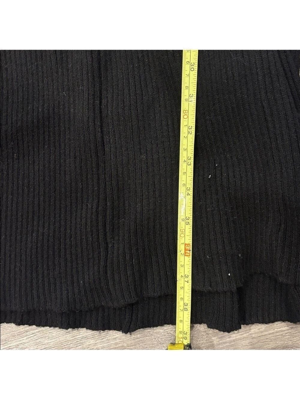 Anthropologie Black Ribbed Knit Sweater Midi Dress Flutter Sleeve Small NWT 0598 - Picture 10 of 10